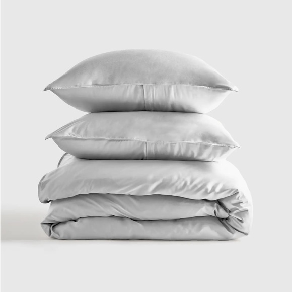 QUINCE Bamboo Duvet Cover Full Queen Light Gray